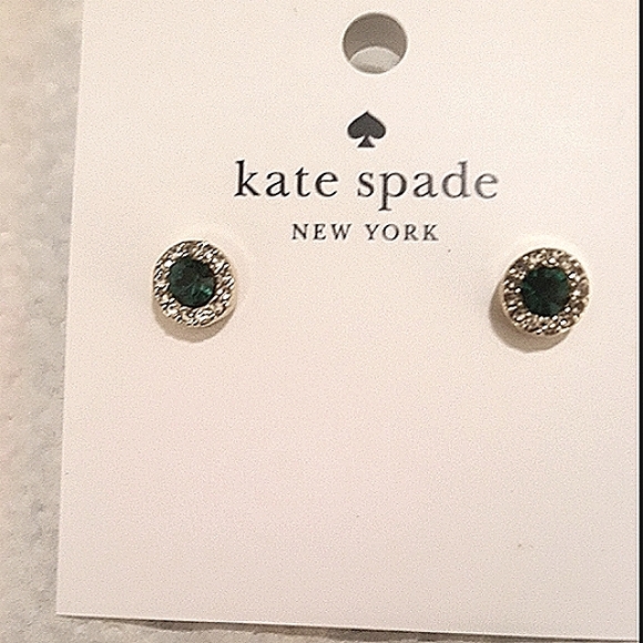 KATE SPADE  Green Pave CZ Halo Stud Earrings -"Your'e a Gem" NEW NET - Picture 5 of 6
